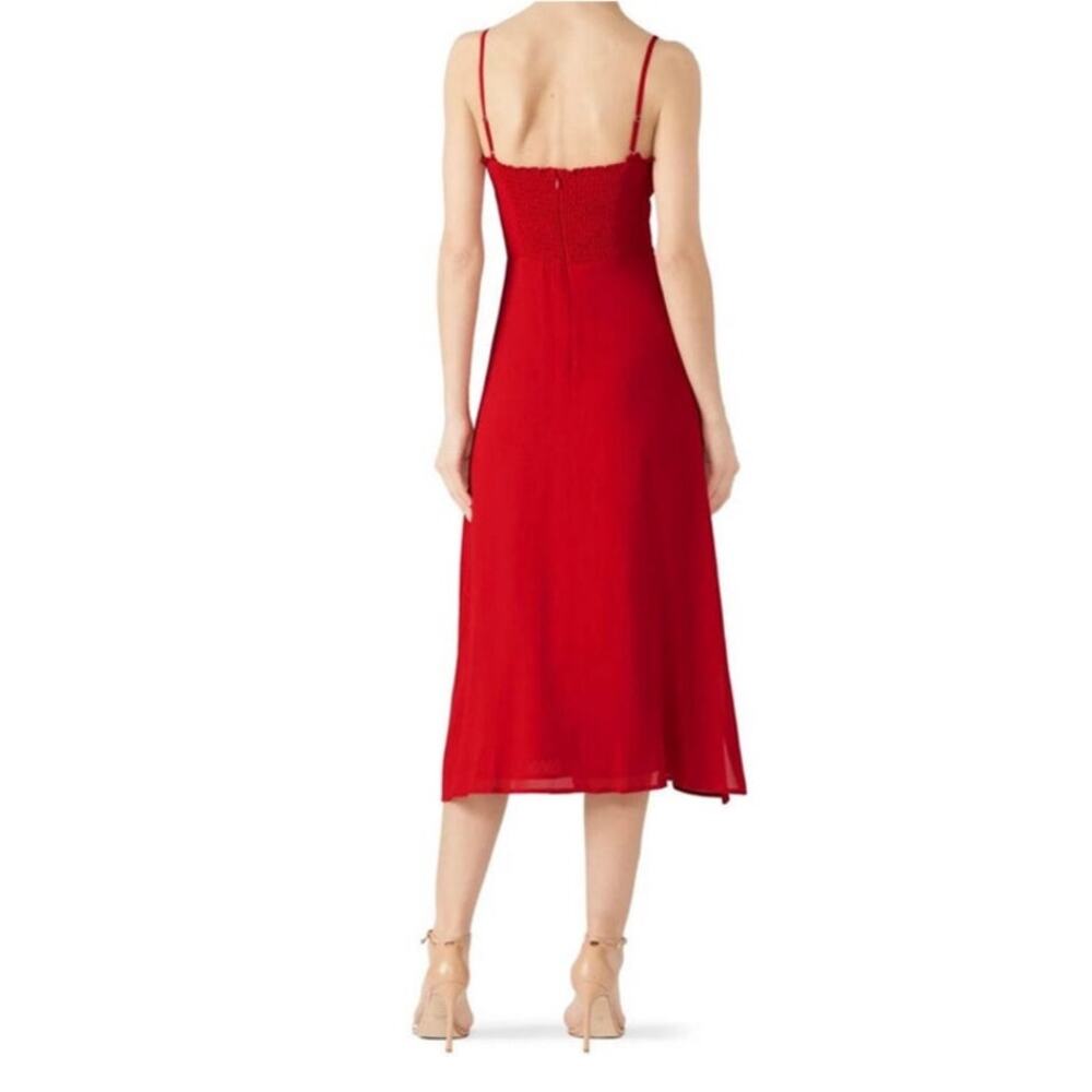 Reformation Cassandra Cherry Red‎ Midi Ruffle Dress Size 8 - Picture 4 of 13